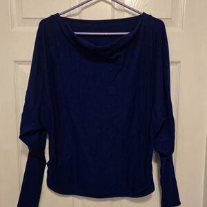 Navy Blue Long Sleeve Scoop Neck Top